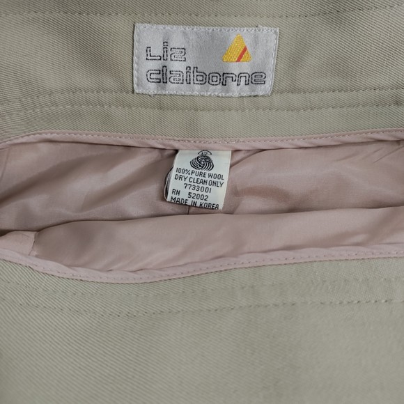 Liz Claiborne Vintage Wool Twill Khaki Button Wrap Skirt EUC Women's Size 12 - Picture 4 of 9